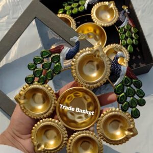 Colorful Peacock Diya Urli (Pack of 10 - 7 Inch) without box packing