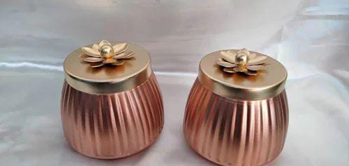 Premium Copper Storage Jars with Floral Lids (Set of 10)