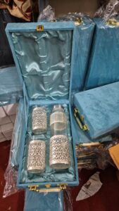 German silver bottle with 2 glass